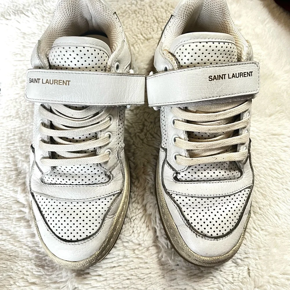 Saint Laurent SL24 Sneakers 37 White Calfskin Perforated Womens - Picture 6 of 6